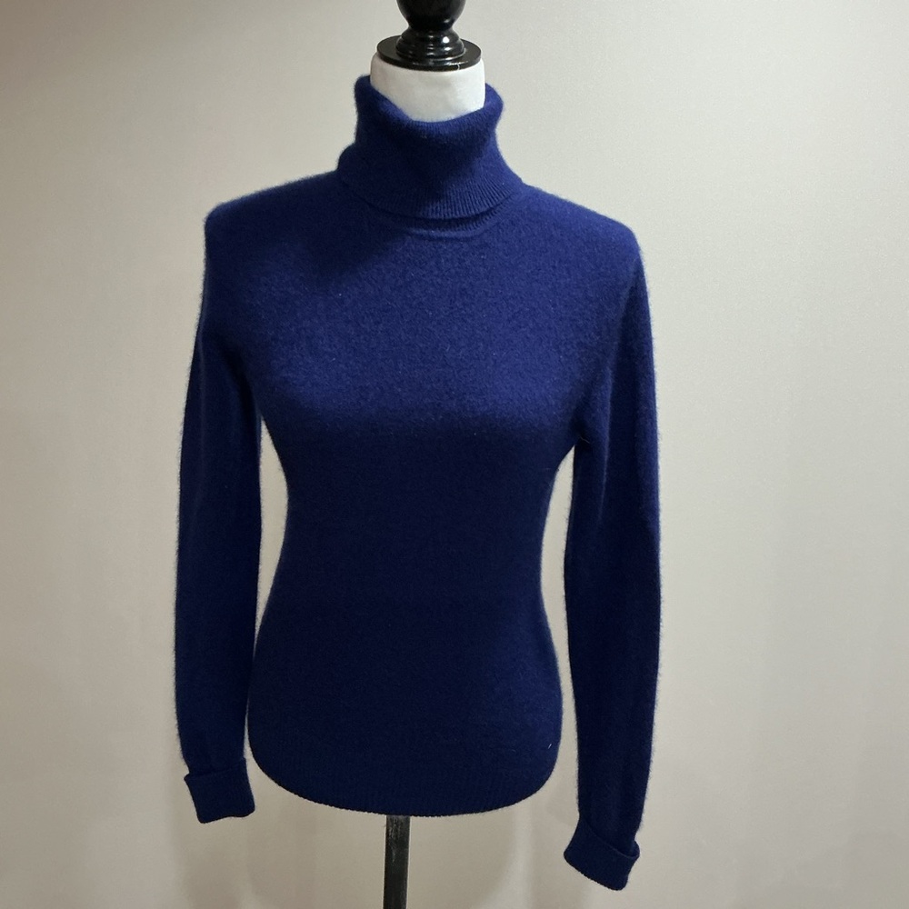 Kirkland signature blue purple blue cashmere turtleneck size medium